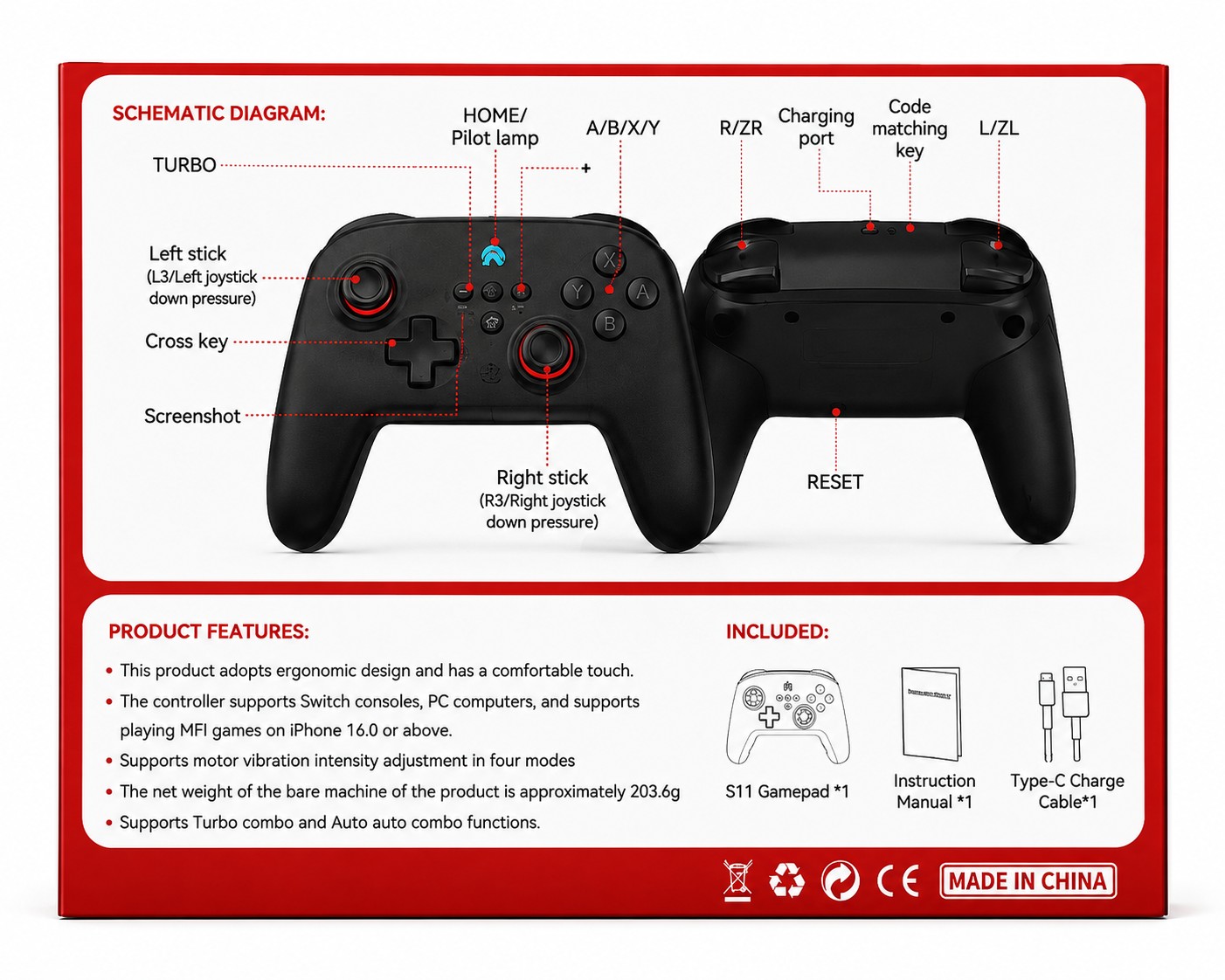BSP S11 Wireless Gaming Controller Switch / PC / Android / iOS